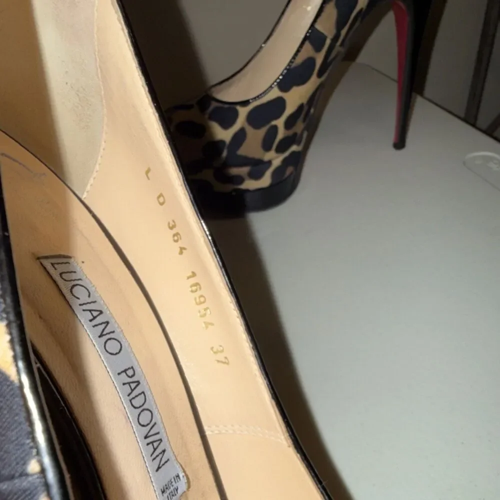 Luciano Padovan Women's Animal Print Platform Stiletto Heel Beige Black EU 37